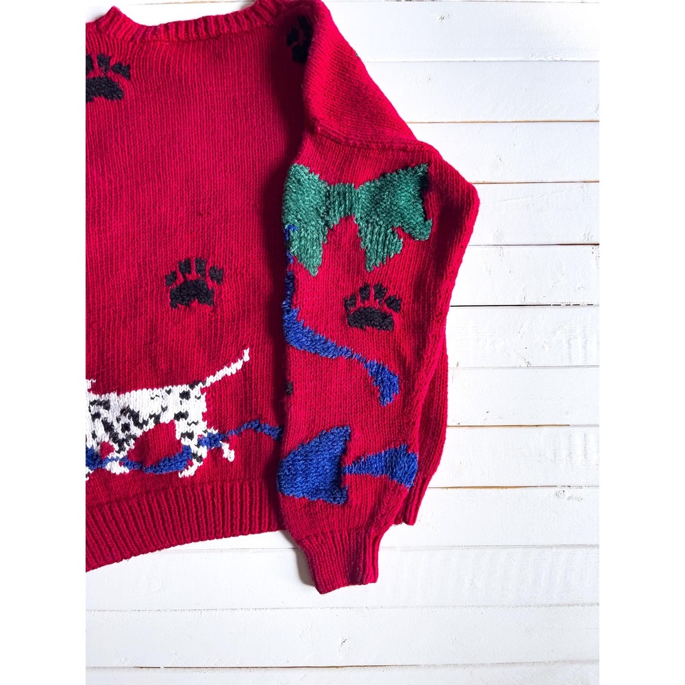 vtg‎ Talbot's red dog Dalmatian hand knit sweater size S - Picture 5 of 5